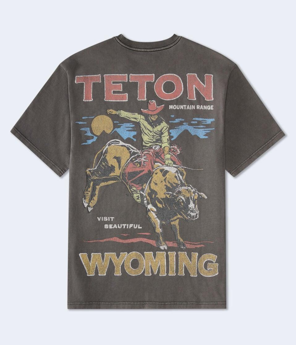 Aéropostale Teton Wyoming Cowboy Graphic Tee Grey