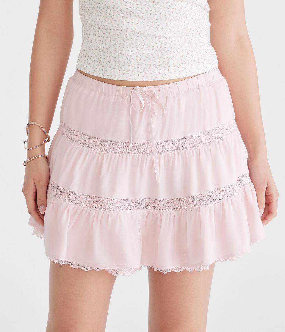 Aéropostale Tiered Lace Mini Skort Peach Whip