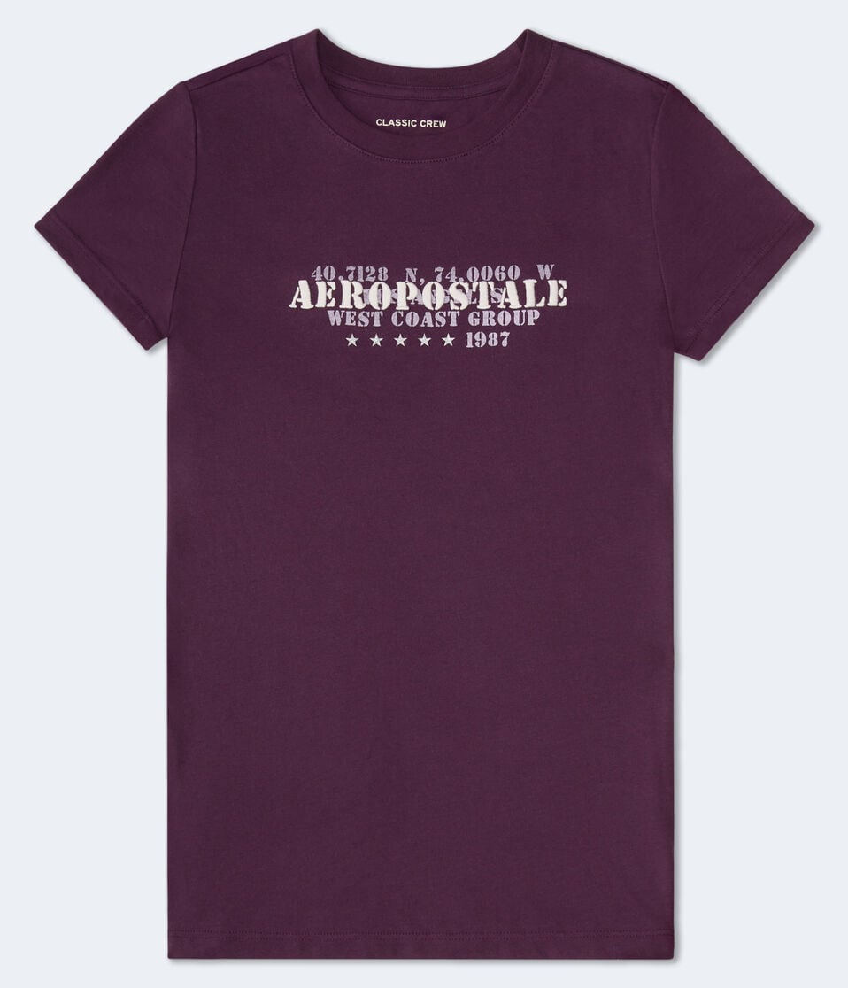 Aéropostale Aeropostale West Coast Coordinates Graphic Tee Deep Plum
