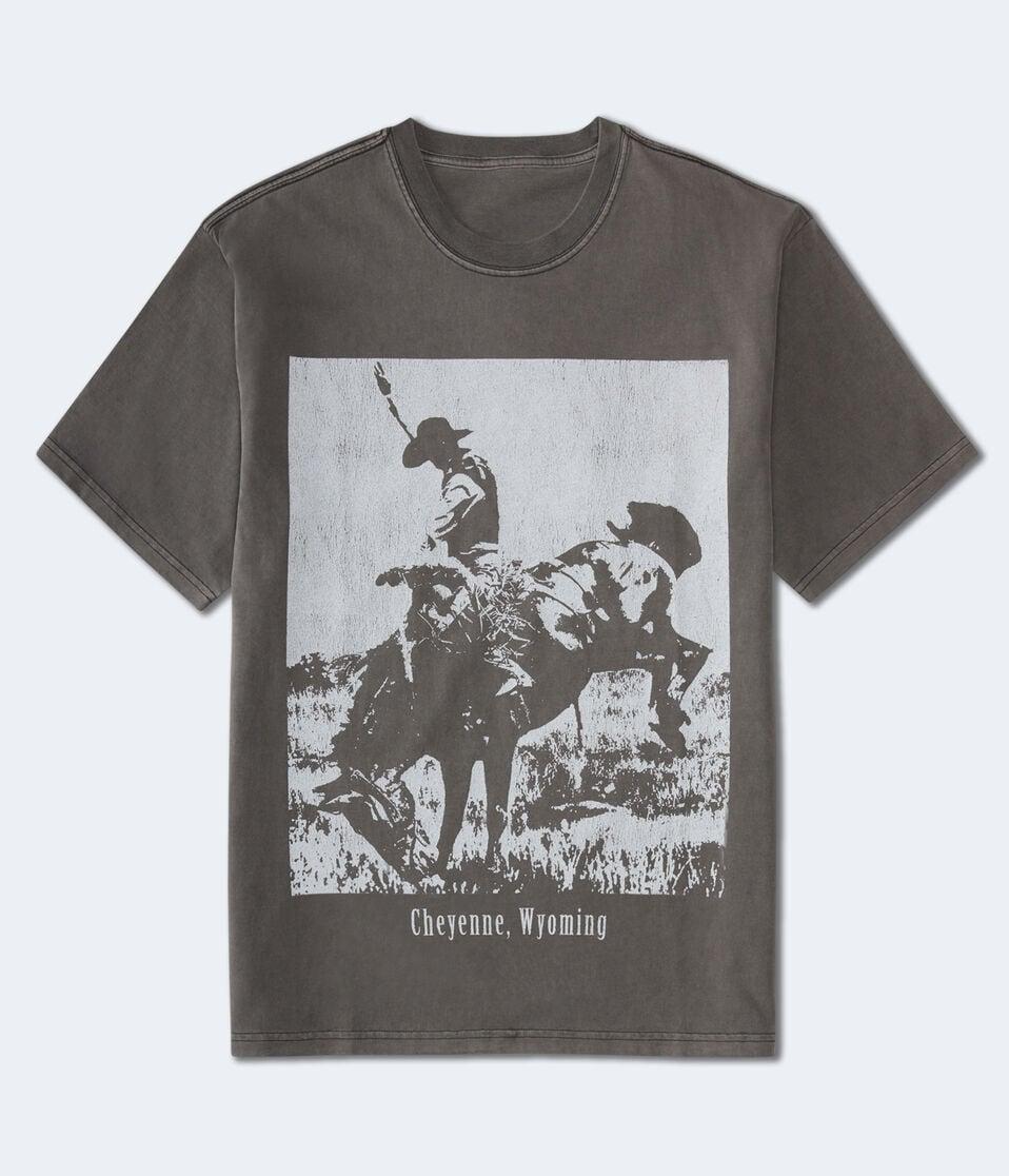 Aéropostale Wyoming Cowboy Graphic Tee Grey