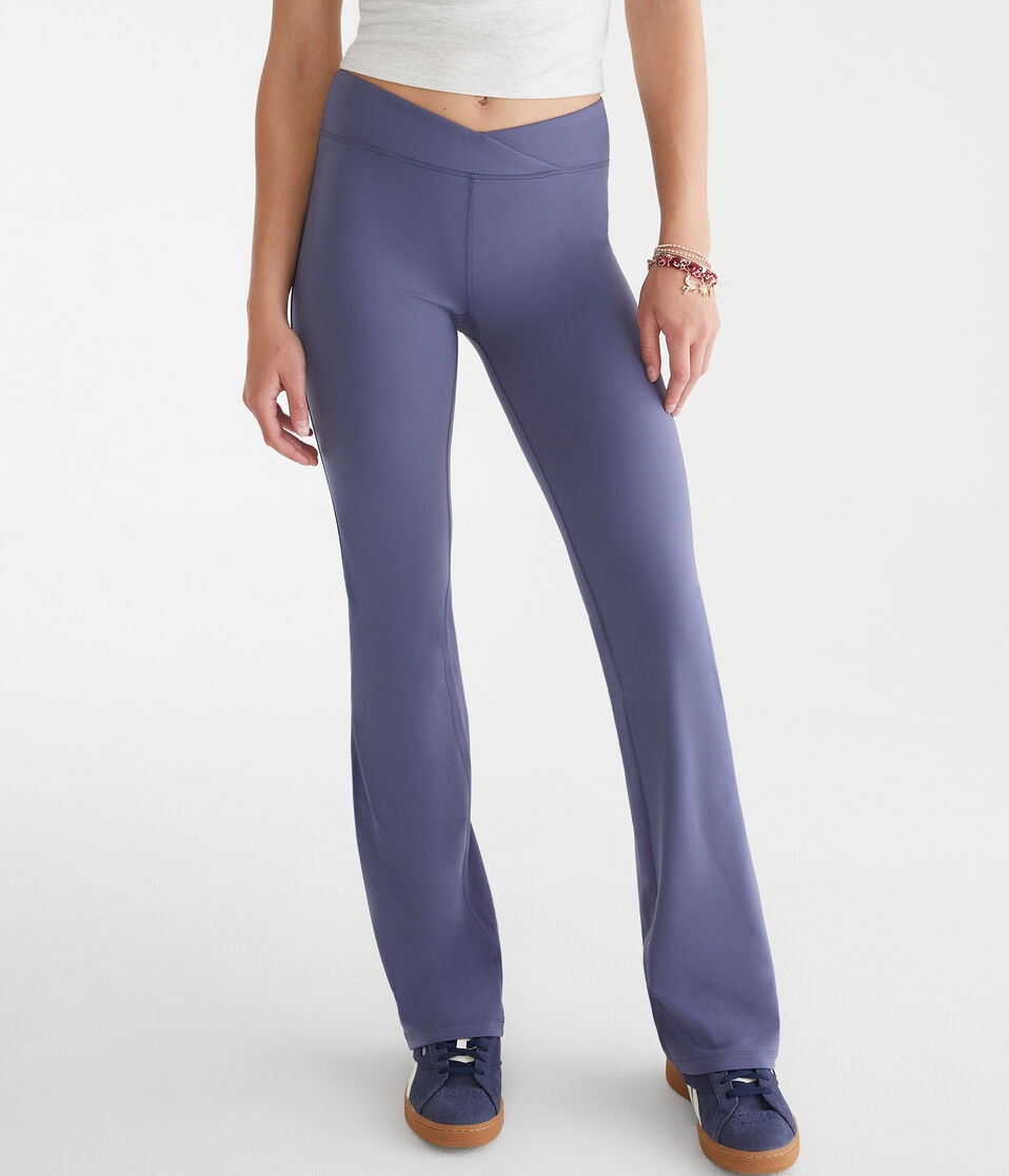 Aéropostale Air Soft Low-Rise Crossover Bootcut Leggings Nightshadow Blue