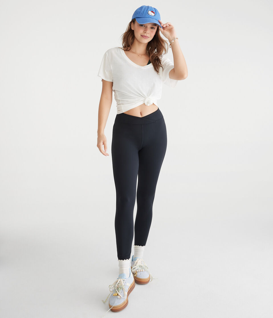 Aéropostale Air Soft Low-Rise Crossover Leggings Black Fox