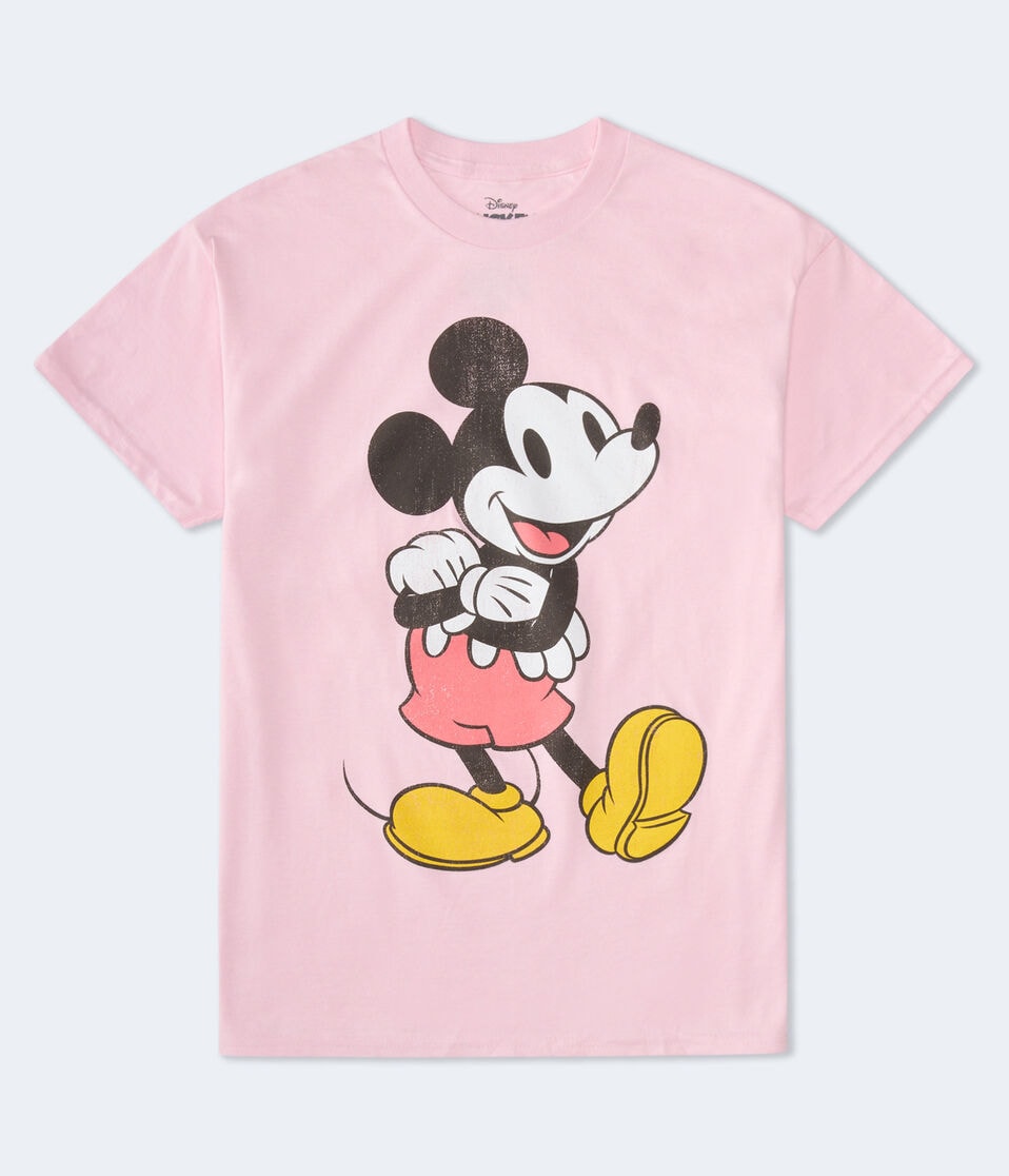 Aéropostale Classic Mickey Mouse Oversized Graphic Tee Pink Note