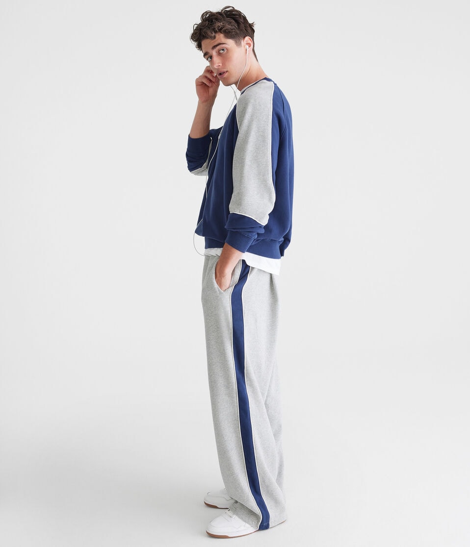 aéropostale Colorblocked Stripe Straight Leg Sweatpants light heather grey