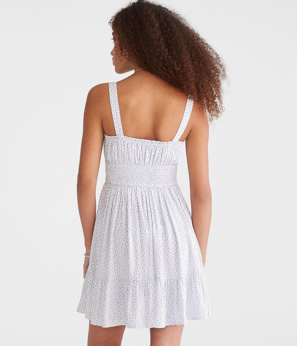 Aéropostale Floral Strapless Fit & Flare Mini Dress Blue