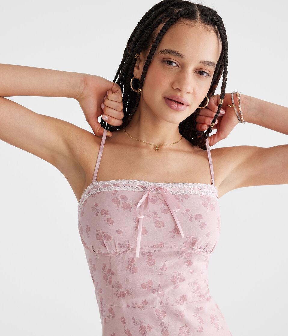 Aéropostale Floral Strapless Slip Midi Dress Fresh Lavender