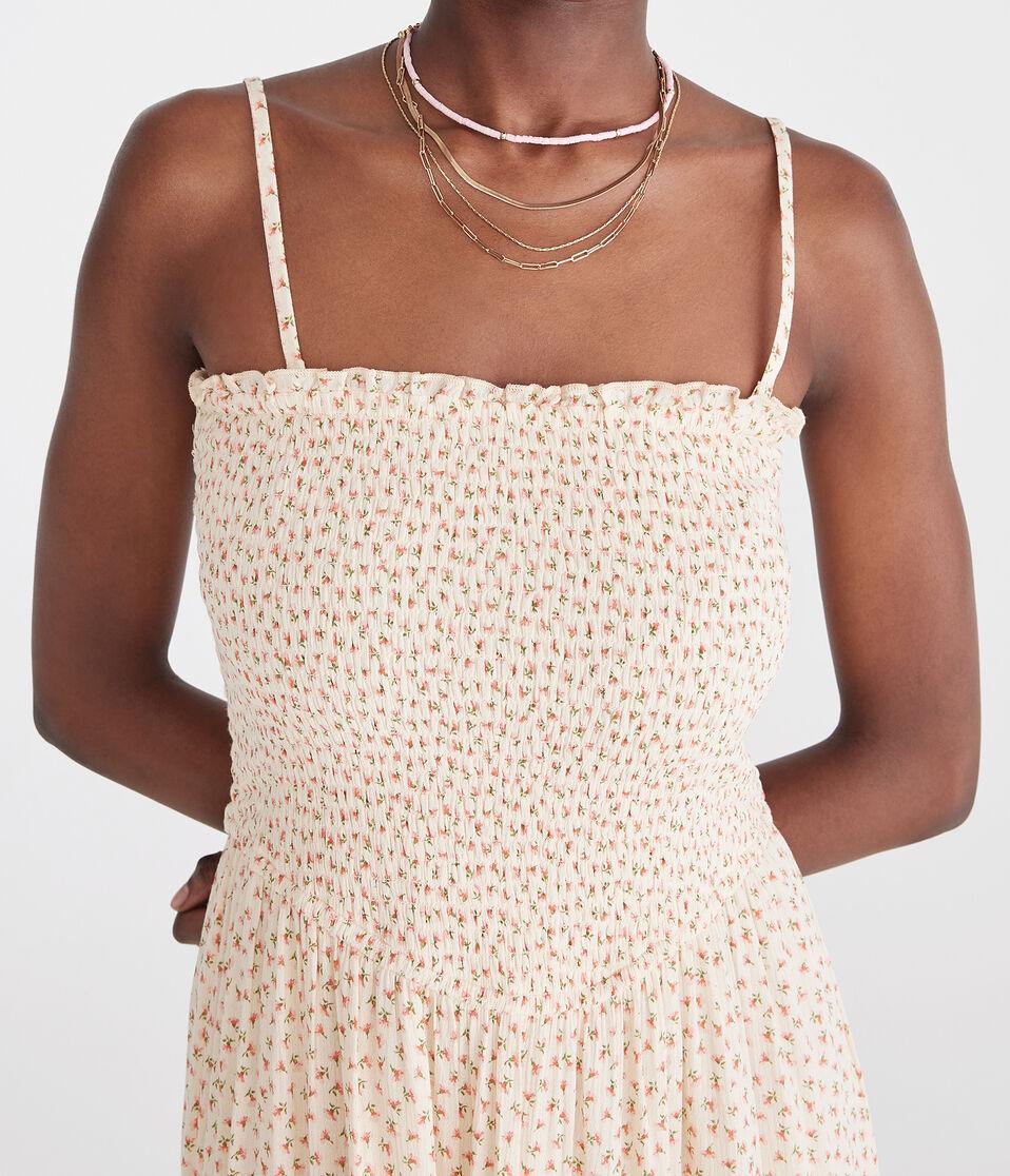 Aéropostale Floral Strapless Smocked Maxi Dress Sunburst
