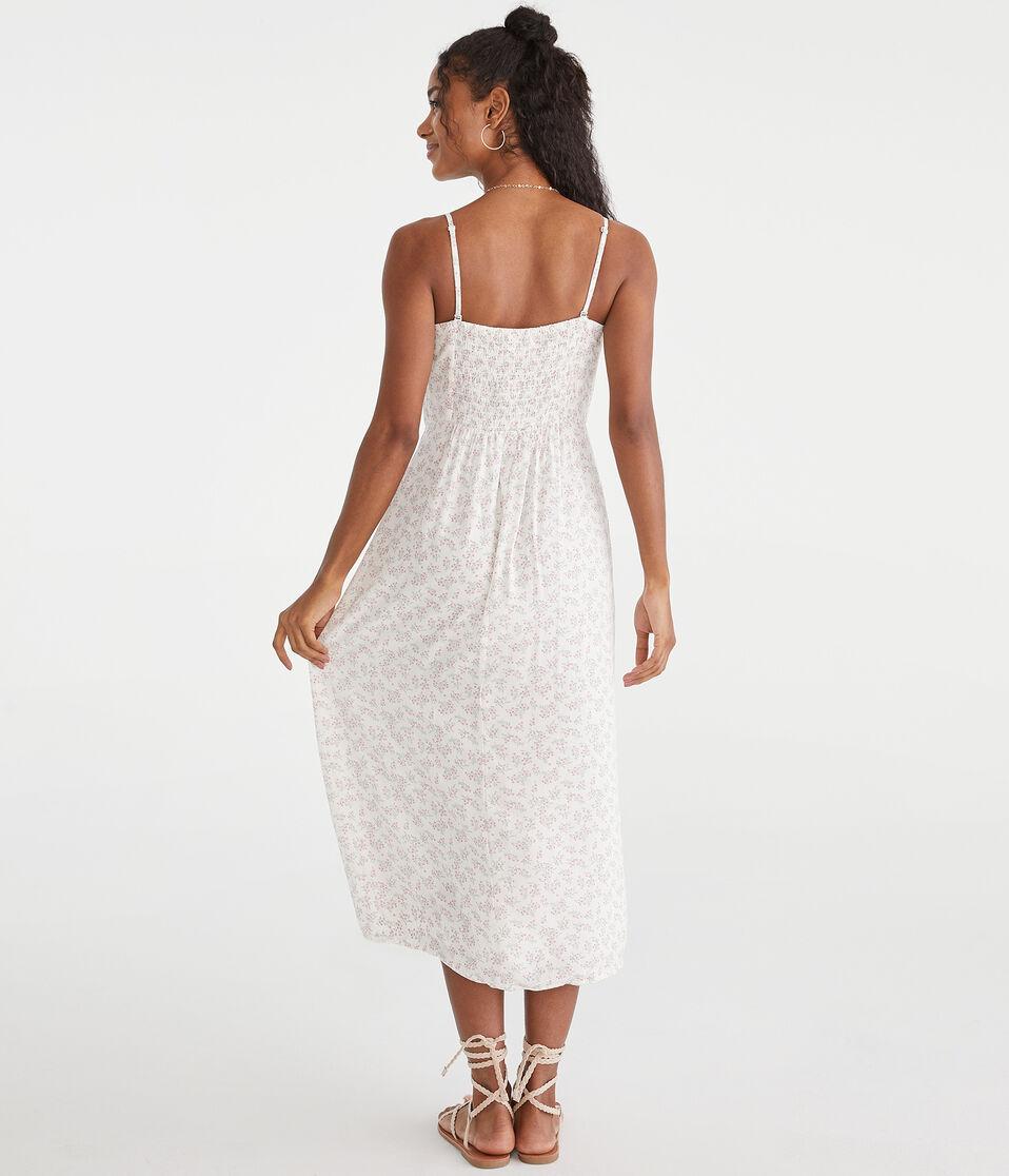 Aéropostale Floral Sweetheart Slip Midi Dress Cream