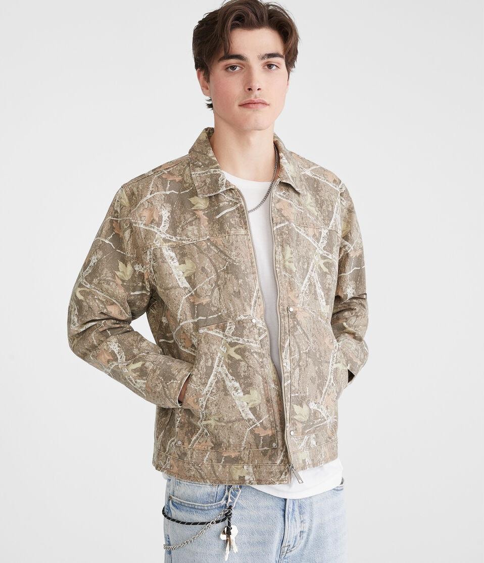 aéropostale Forest Camo Canvas Mechanic Jacket frosted almond