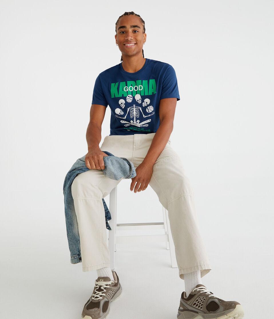 Aéropostale Good Karma Skeleton Graphic Tee Grecian Blue