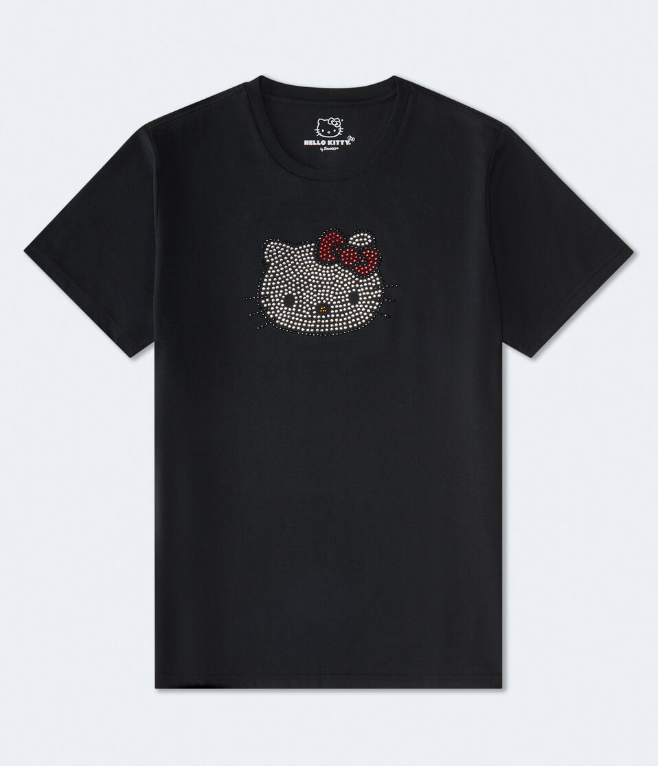 aéropostale Hello Kitty Rhinestone Face Oversized Graphic Tee black