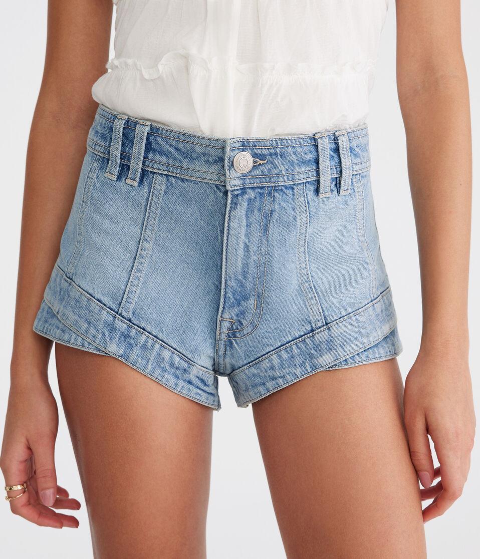 aéropostale High-Rise Micro Denim Shorty Shorts light wash