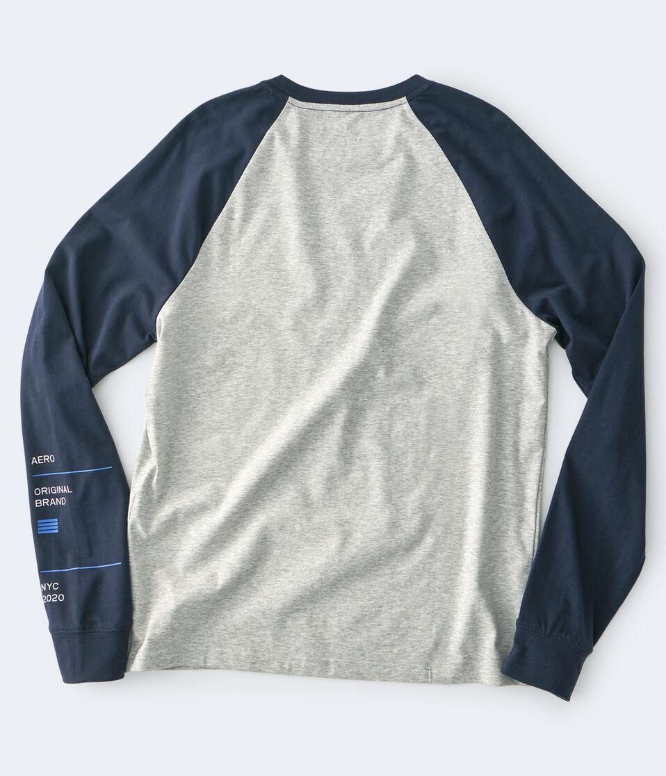 Aéropostale Long Sleeve 87 Aero Raglan Stretch Graphic Tee Light Heather Grey