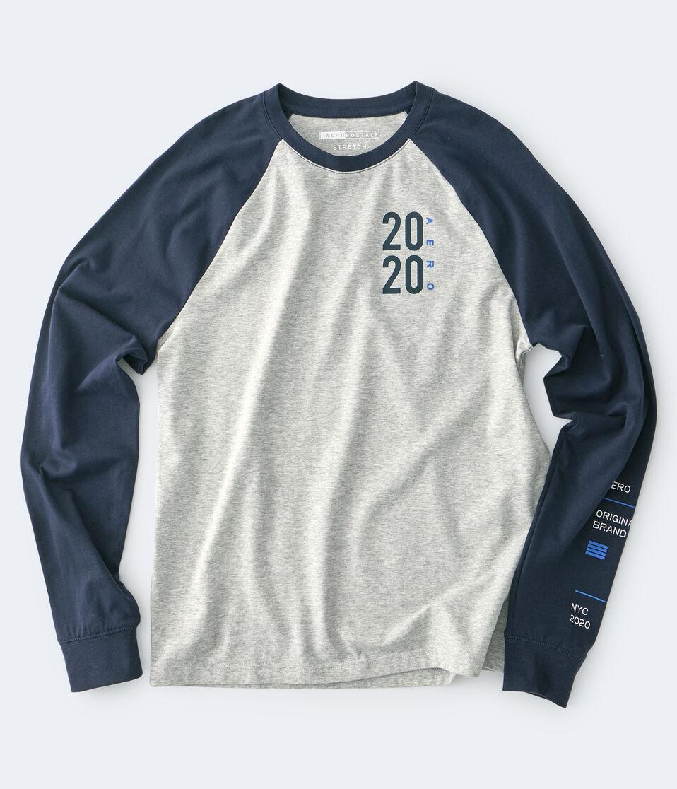 aéropostale Long Sleeve 87 Aero Raglan Stretch Graphic Tee light heather grey