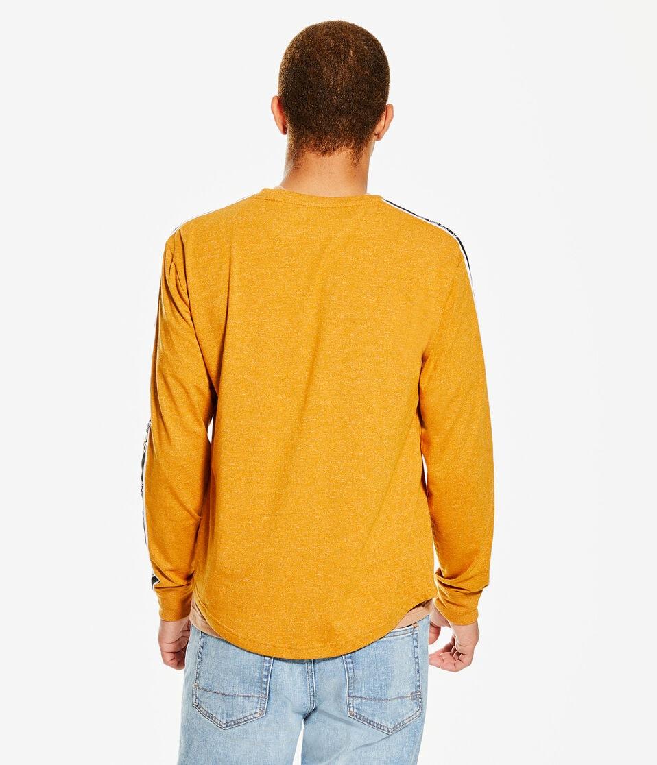 Aéropostale Long Sleeve Heritage Logo Tape Stretch Graphic Tee Tan