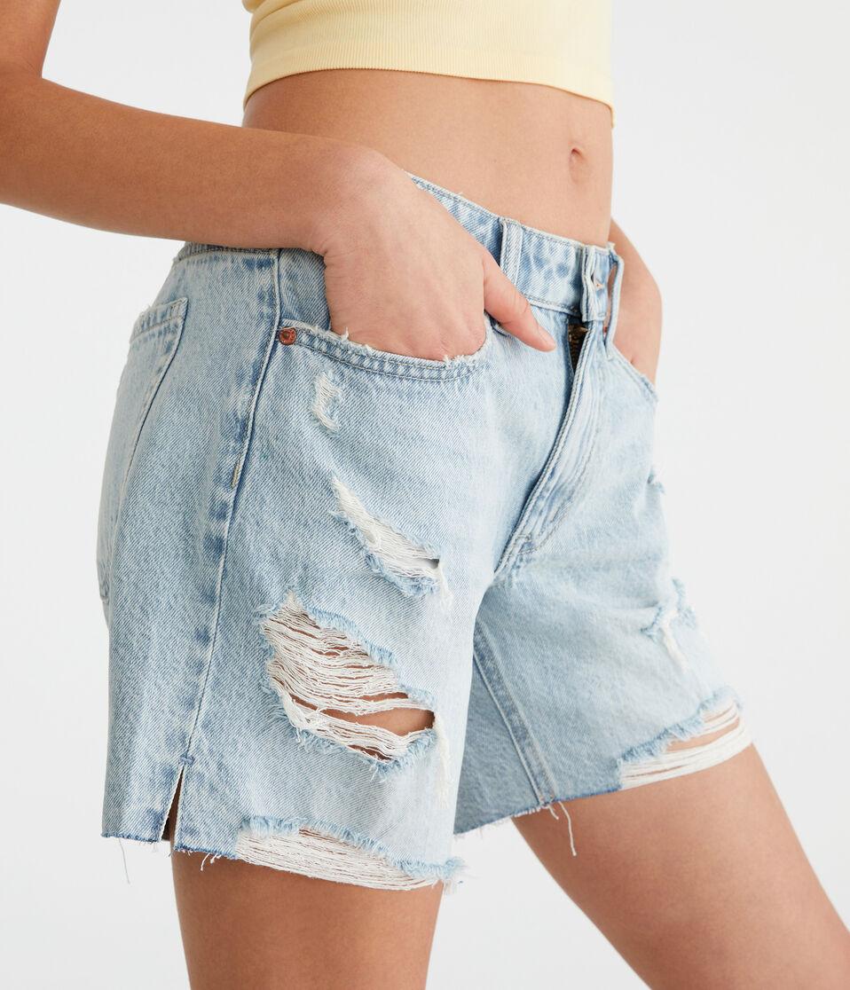Aéropostale Low-Rise Baggy Denim Shorts 6" Light Wash