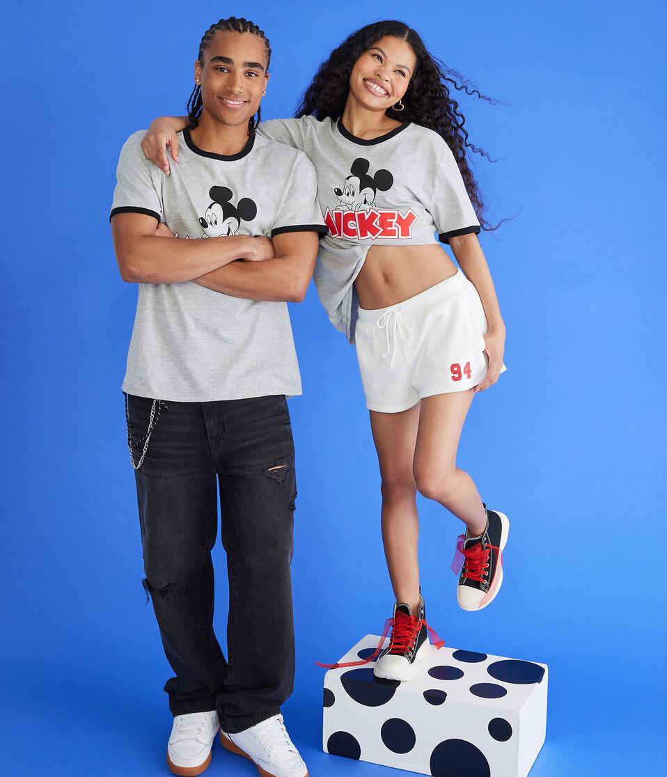 Aéropostale Mickey & Friends | Aero Mickey Mouse Relaxed Ringer Graphic Tee Grey