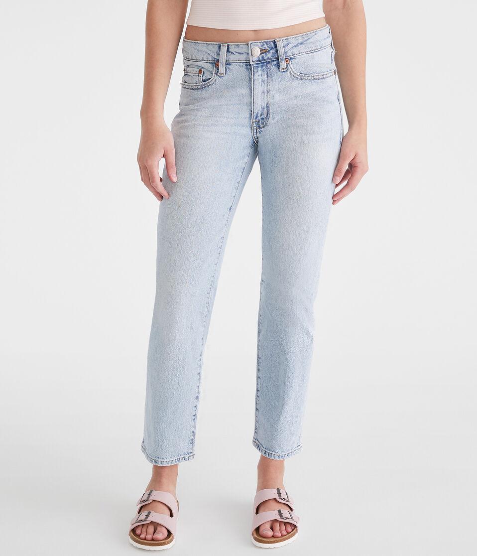 Aéropostale Mid-Rise Straight Ankle Jean Light Wash