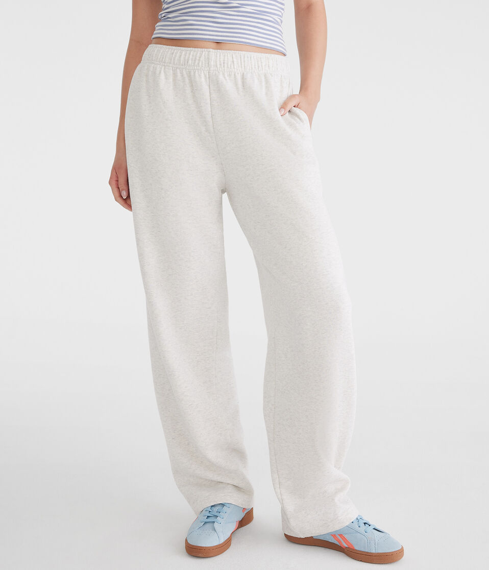 Aéropostale Mid-Rise Straight Leg Sweatpants Lightest Heather Grey