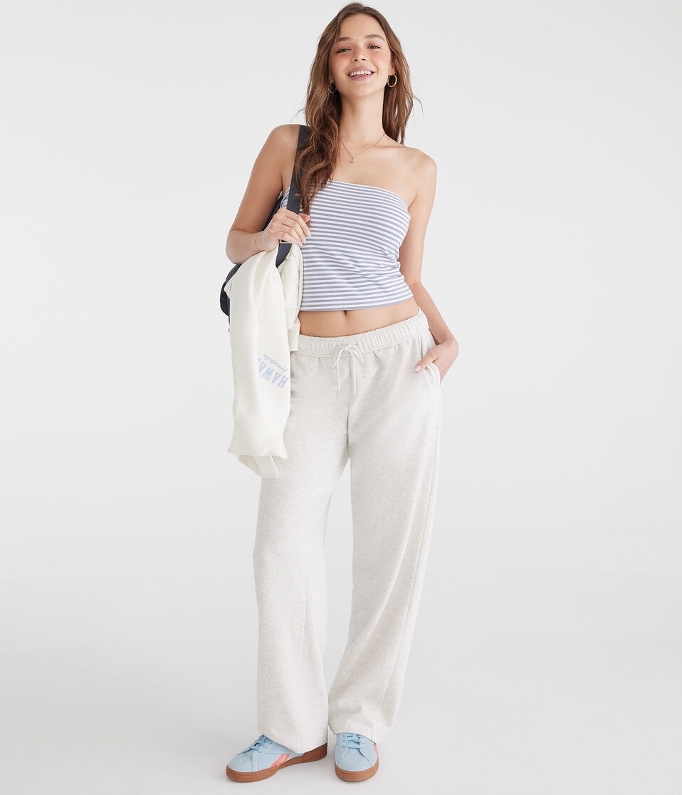 aéropostale Mid-Rise Straight Leg Sweatpants lightest heather grey