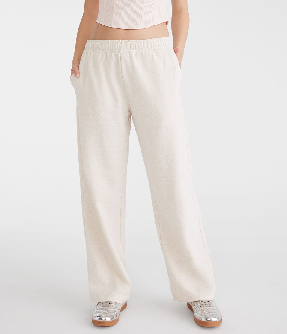 Aéropostale Mid-Rise Straight Leg Sweatpants Oatmeal Heather