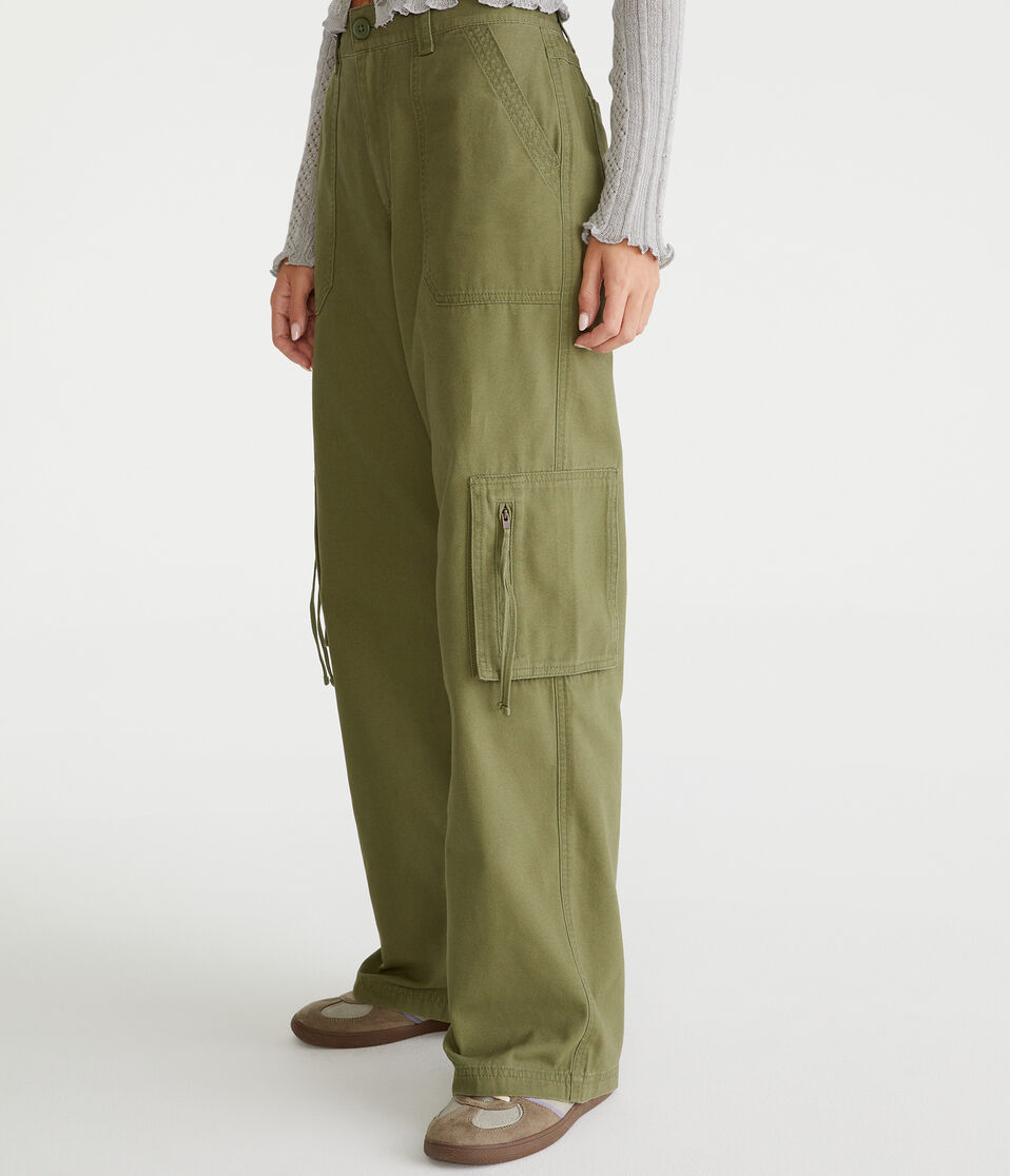 Aéropostale Mid-Rise Straight Utility Cargo Pants Everglade Olive