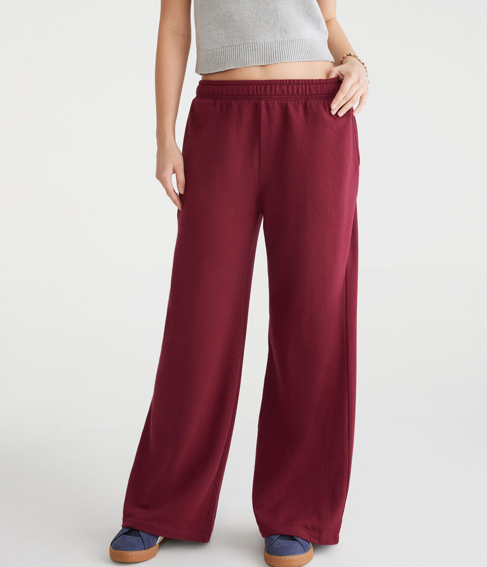 Aéropostale Mid-Rise Wide Leg Sweatpants Classic Auburn