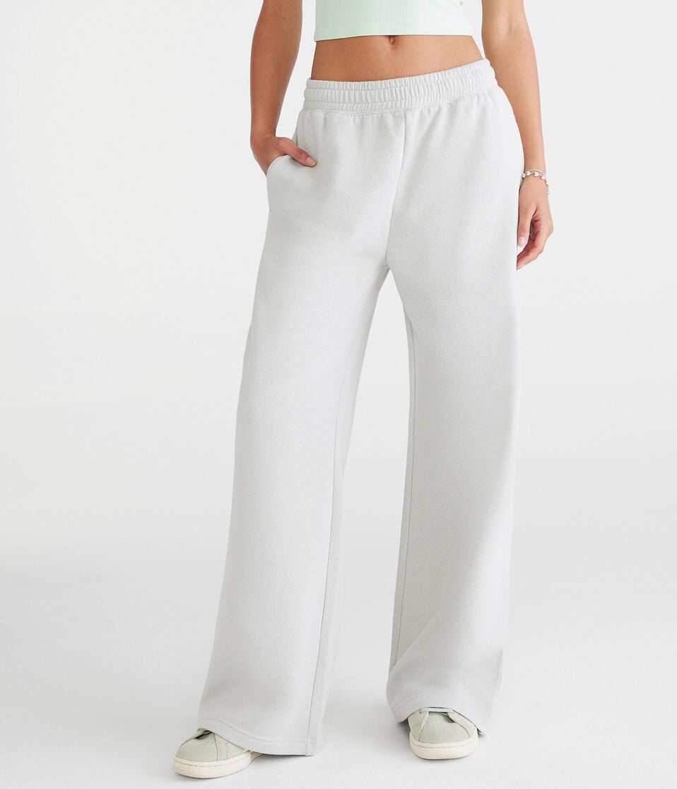 Aéropostale Mid-Rise Wide Leg Sweatpants Morning Grey