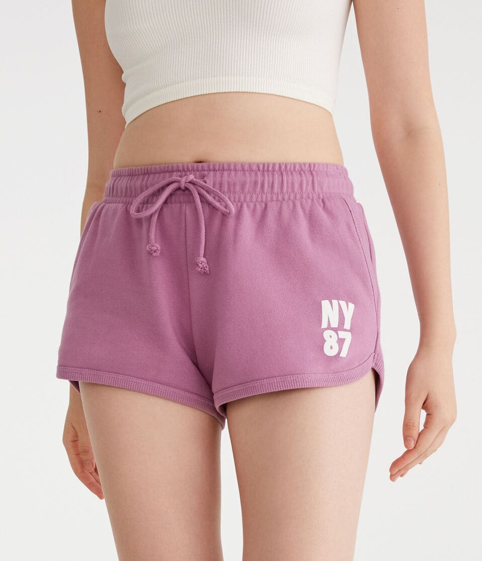 aéropostale NY 87 High-Rise Dolphin Shorts burgundy
