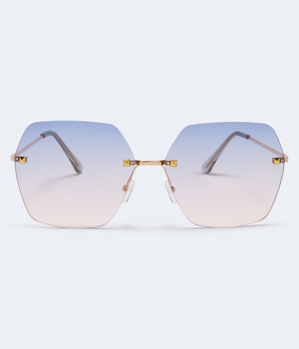 Aéropostale Ombré Frameless Geometric Sunglasses Blue