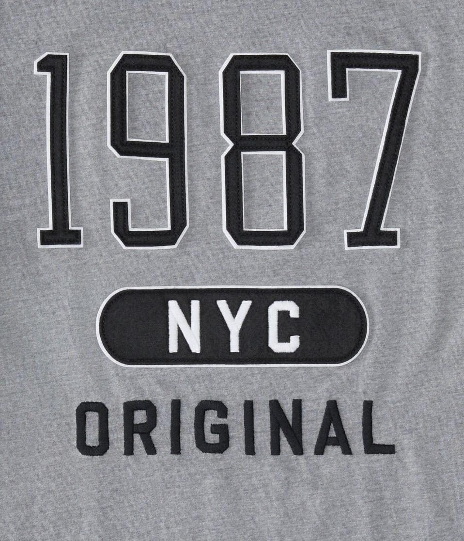 Aéropostale Original NYC 1987 Appliqué Graphic Tee Med Hthr Grey