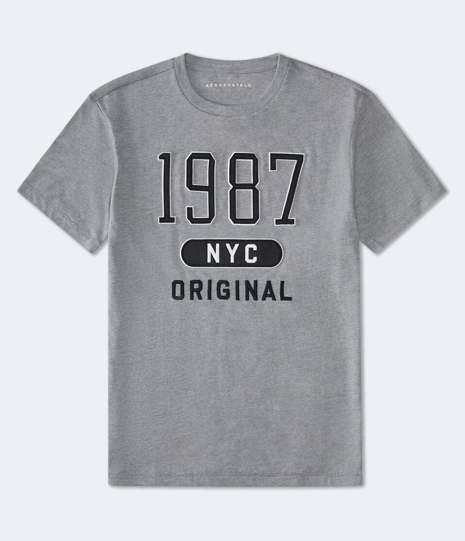 aéropostale Original NYC 1987 Appliqué Graphic Tee med hthr grey