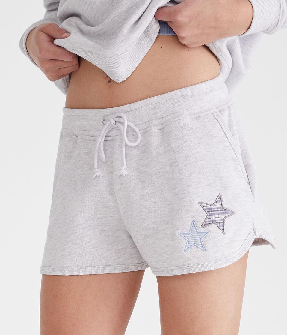 Aéropostale Patterned Star High-Rise Dolphin Shorts Light Heather Grey