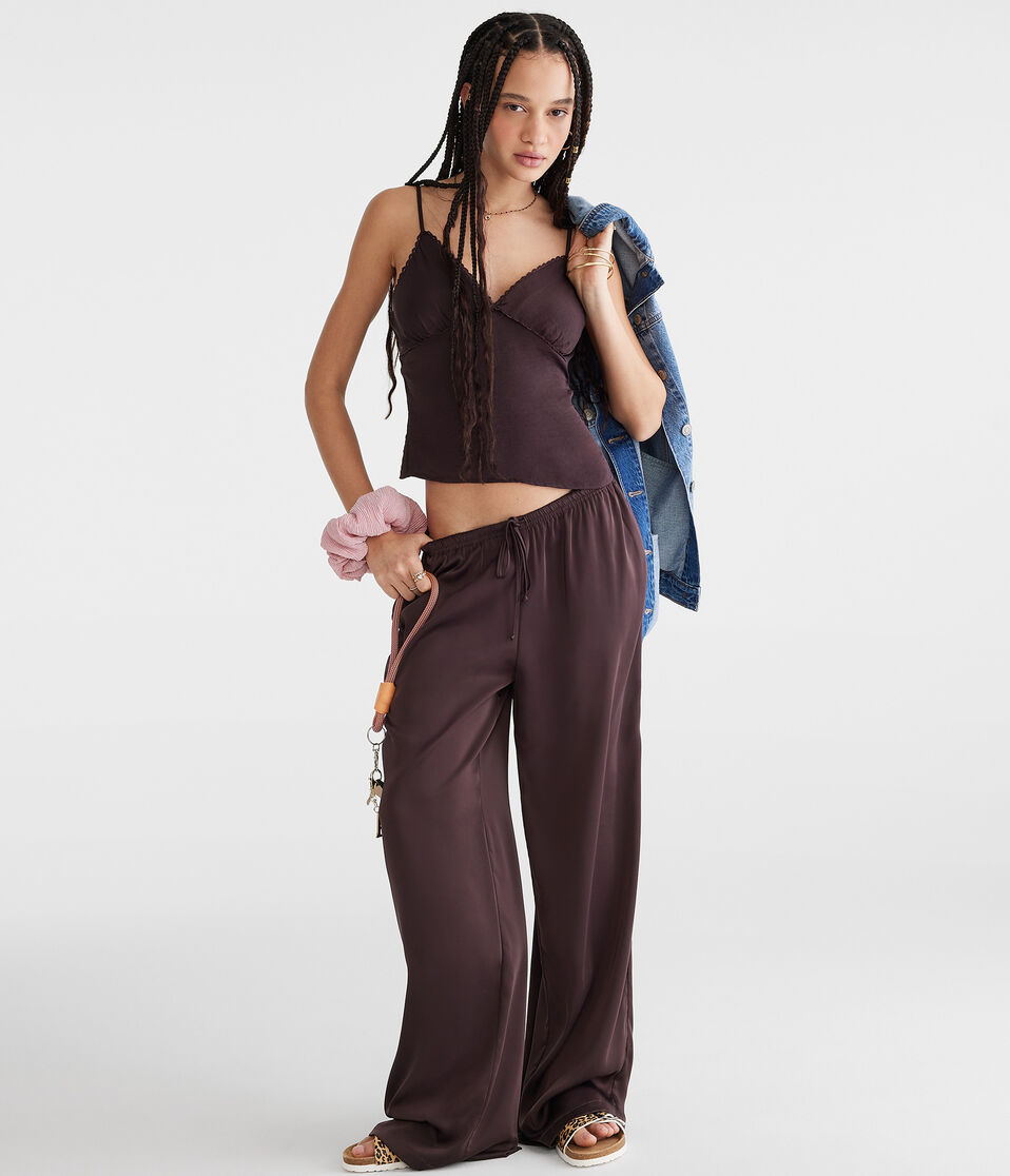 Aéropostale Satin Sweetheart Cami Dark Chocolate Velvet