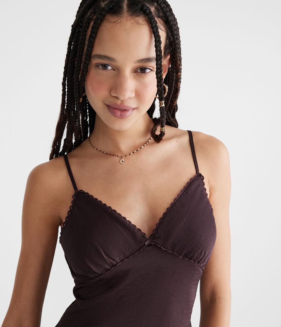 Aéropostale Satin Sweetheart Cami Dark Chocolate Velvet