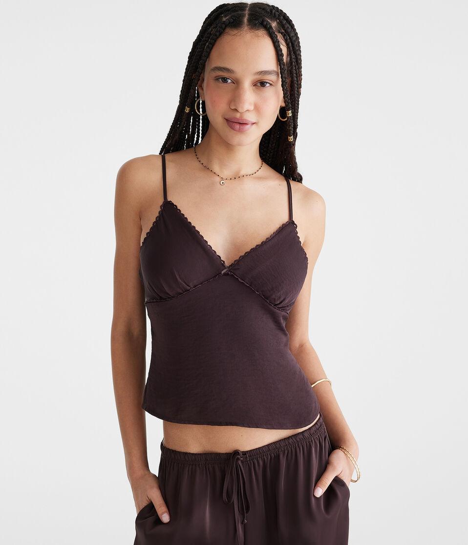 aéropostale Satin Sweetheart Cami dark chocolate velvet