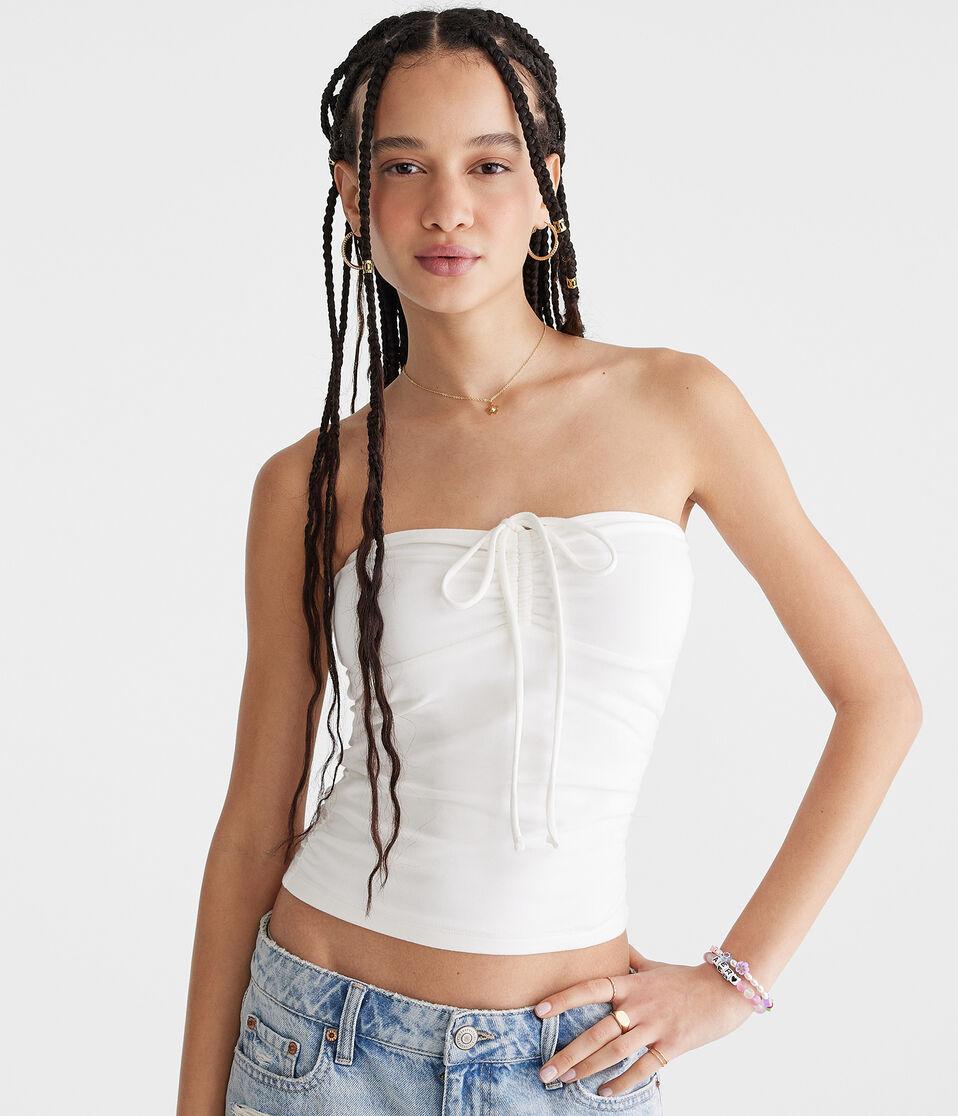 aéropostale Seriously Soft Cinched Convertible Tube Top cream