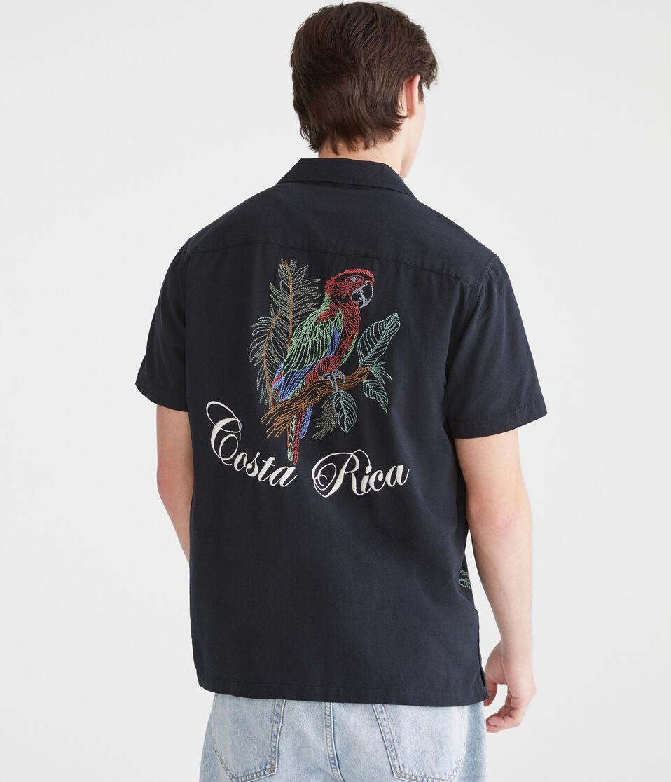 aéropostale Short Sleeve Costa Rica Linen Camp Shirt hematite