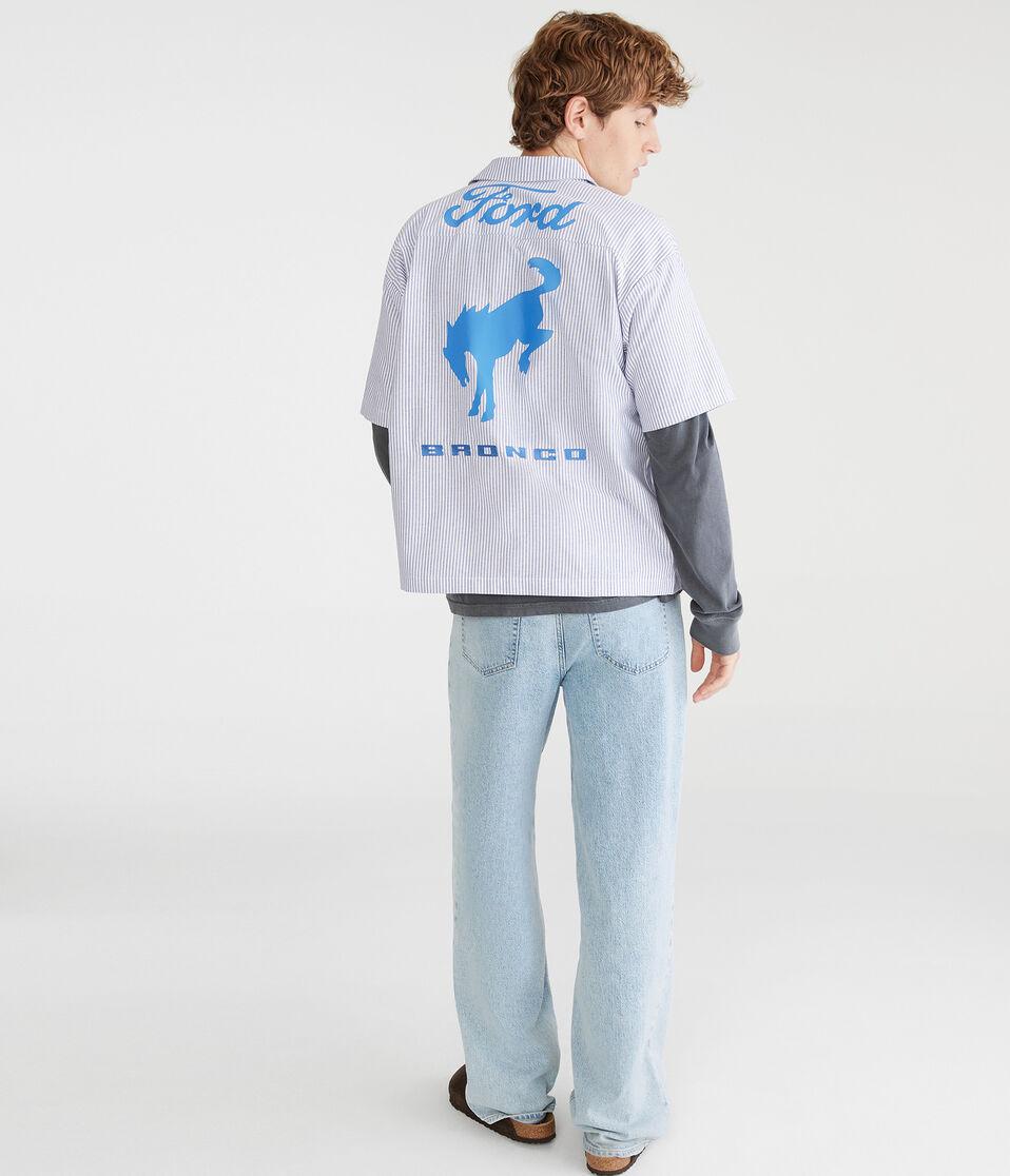 Aéropostale Short Sleeve Ford Bronco Mechanic Shirt Cream