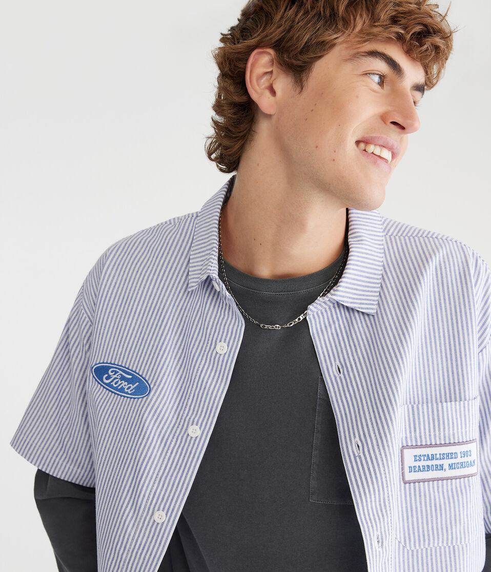 Aéropostale Short Sleeve Ford Bronco Mechanic Shirt Cream