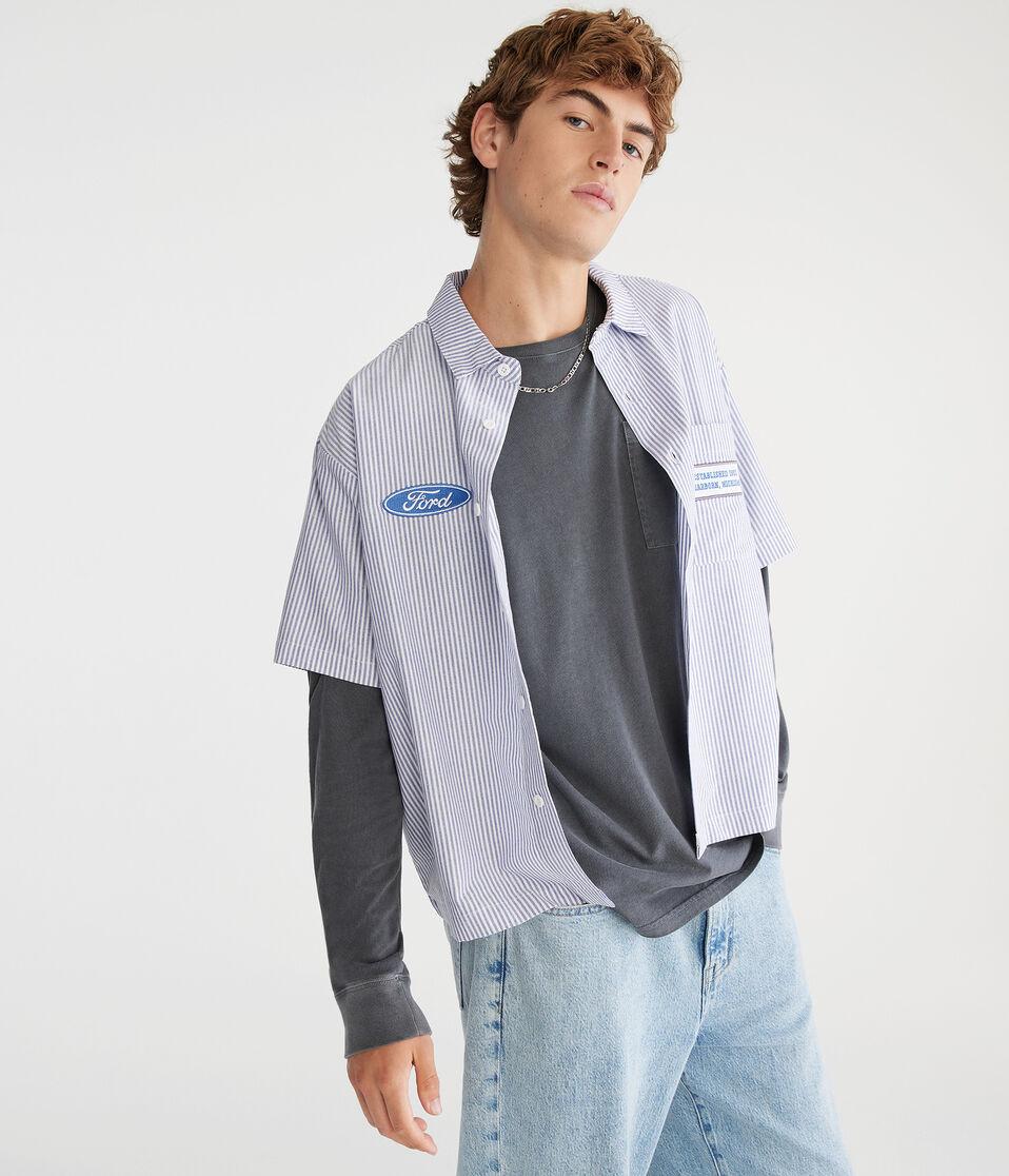 aéropostale Short Sleeve Ford Bronco Mechanic Shirt cream