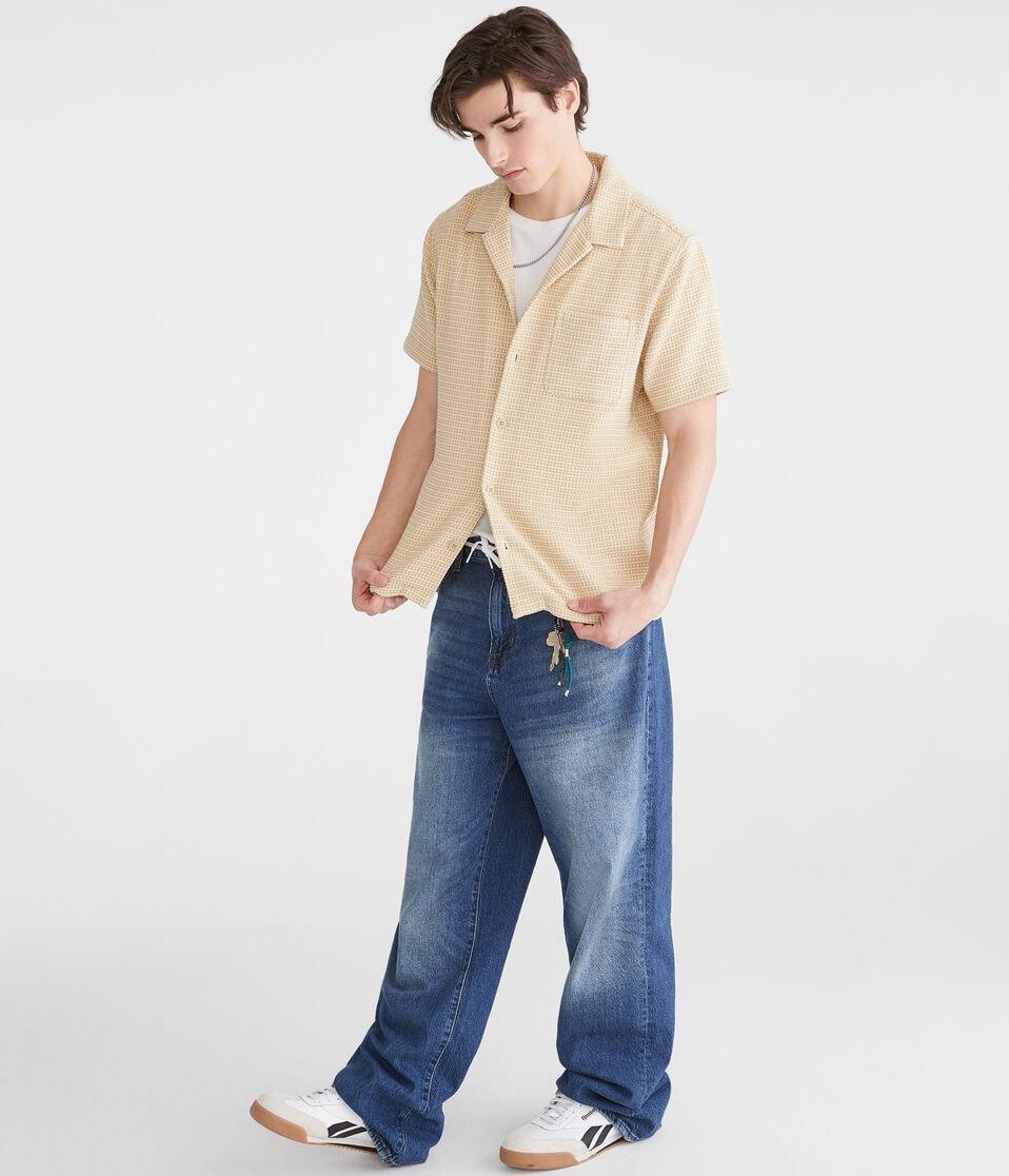 Aéropostale Short Sleeve Textured Stripe Shirt Bungalow