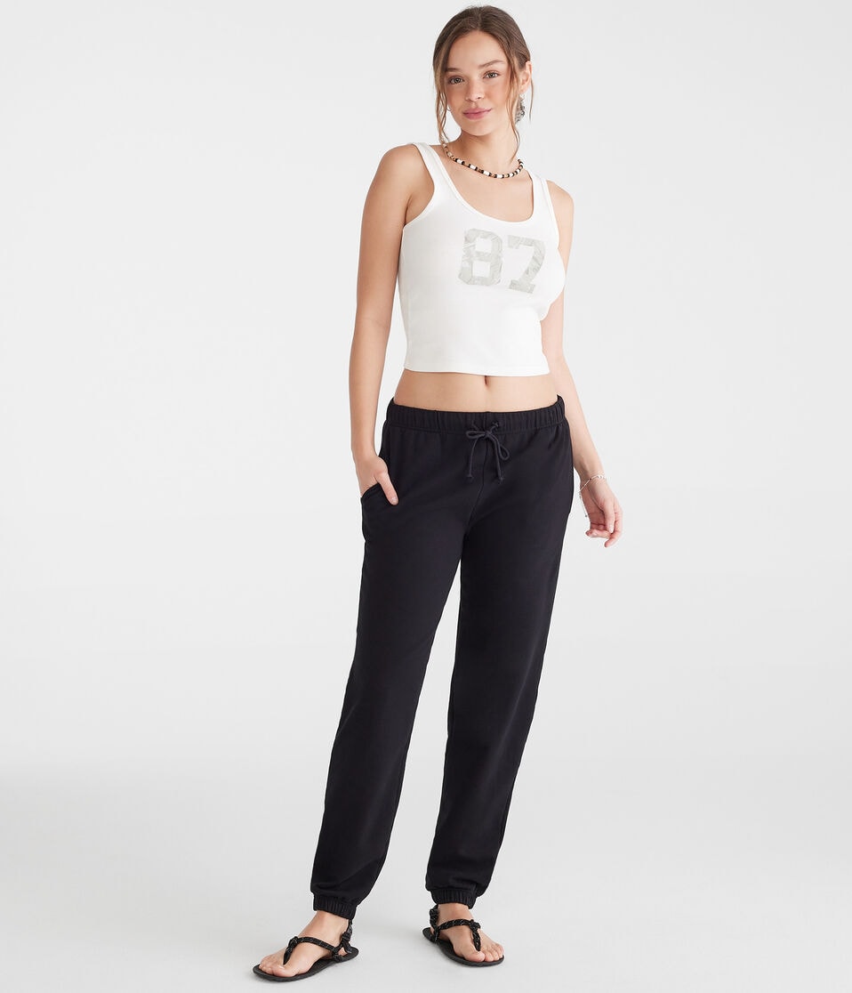 Aéropostale Slouchy High-Waisted Jogger Sweatpants Black Fox