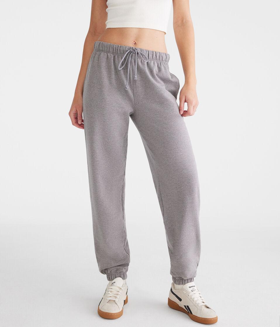 aéropostale Slouchy High-Waisted Jogger Sweatpants med hthr grey
