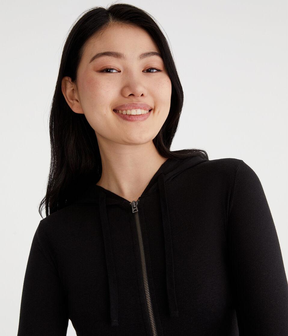 Aéropostale Solid Lightweight Full-Zip Hoodie Black Fox