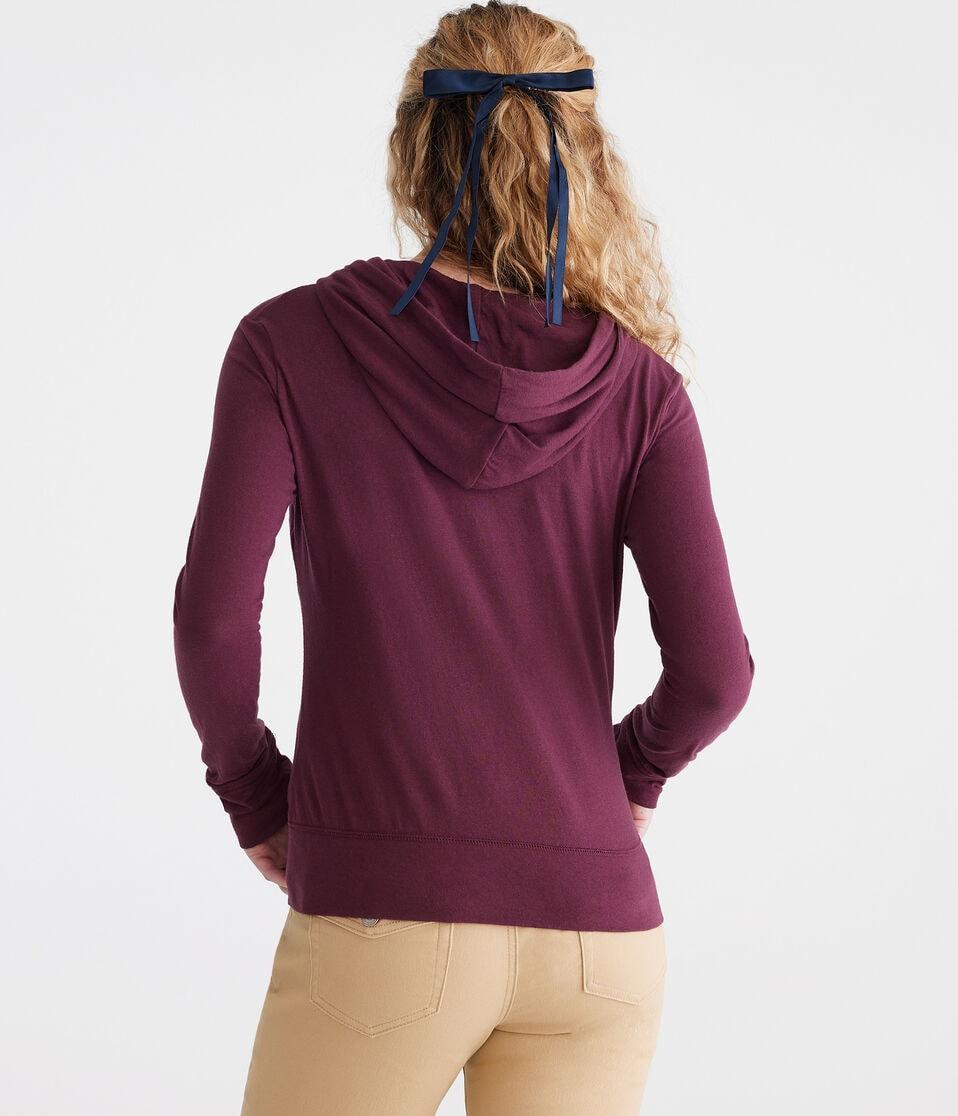 Aéropostale Solid Lightweight Full-Zip Hoodie Bloomsberry
