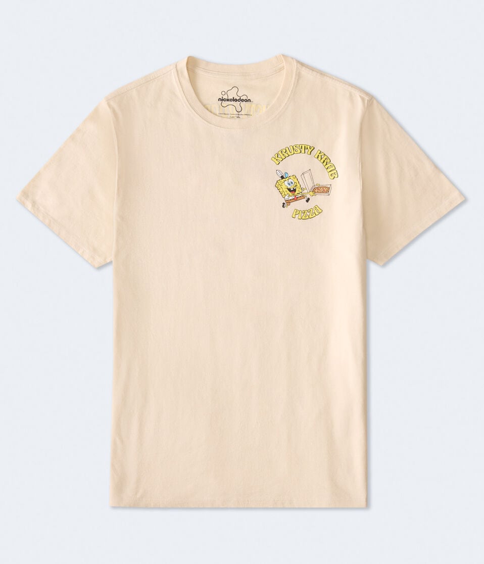 Aéropostale SpongeBob Krusty Krab Pizza Relaxed Graphic Tee Beige