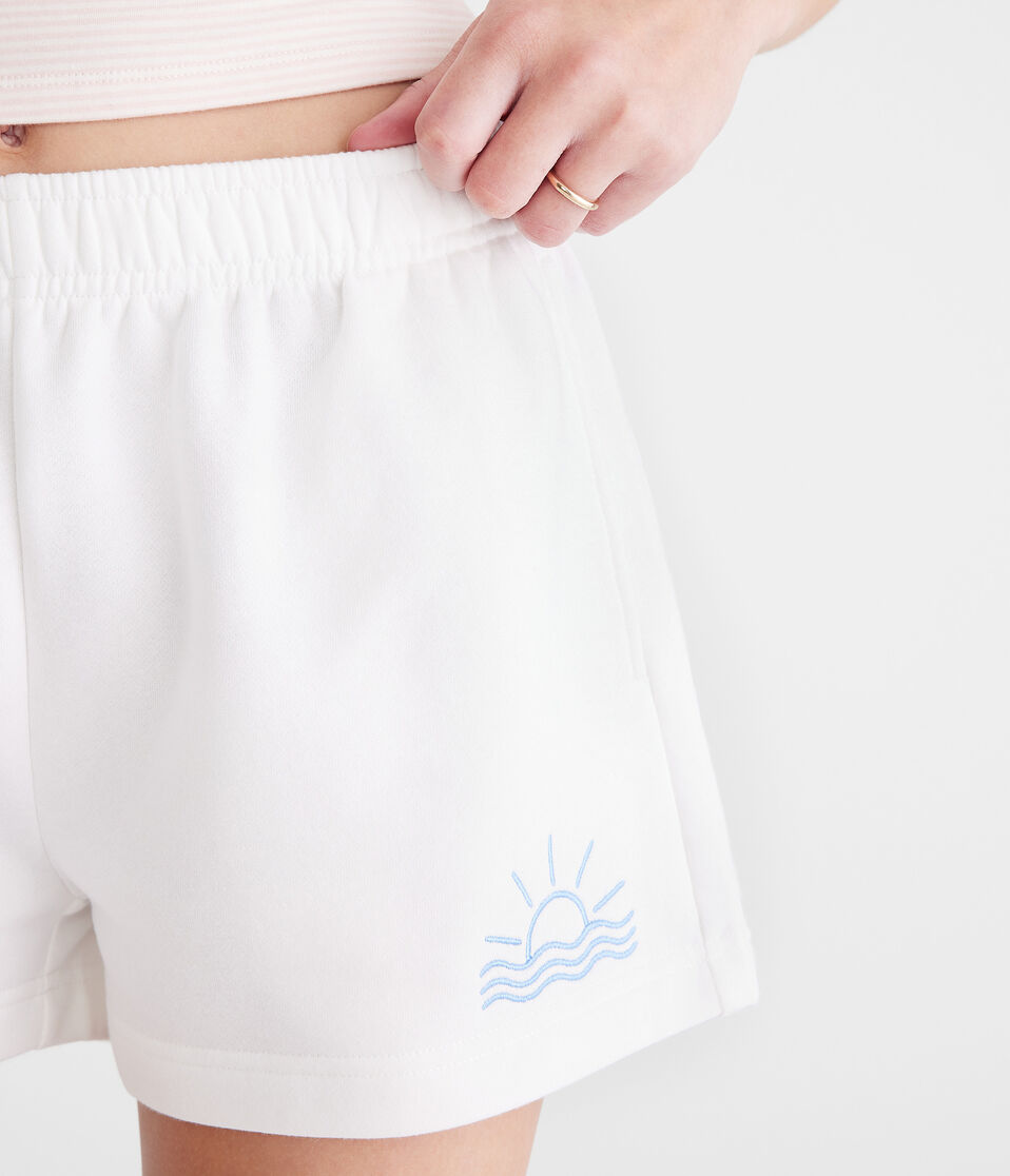Aéropostale Sunkissed High-Rise Fleece Shorts Gardenia