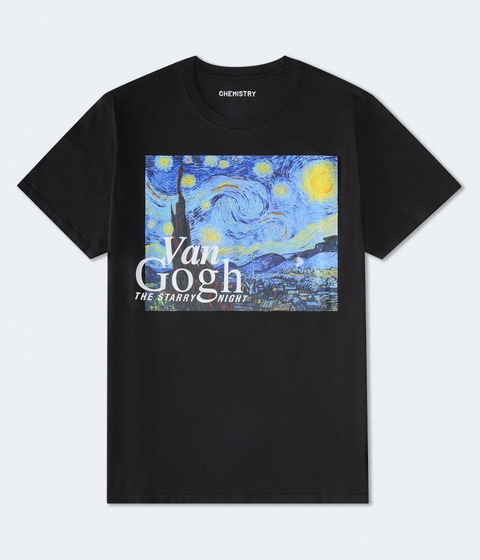 aéropostale Van Gogh Starry Night Oversized Graphic Tee black fox