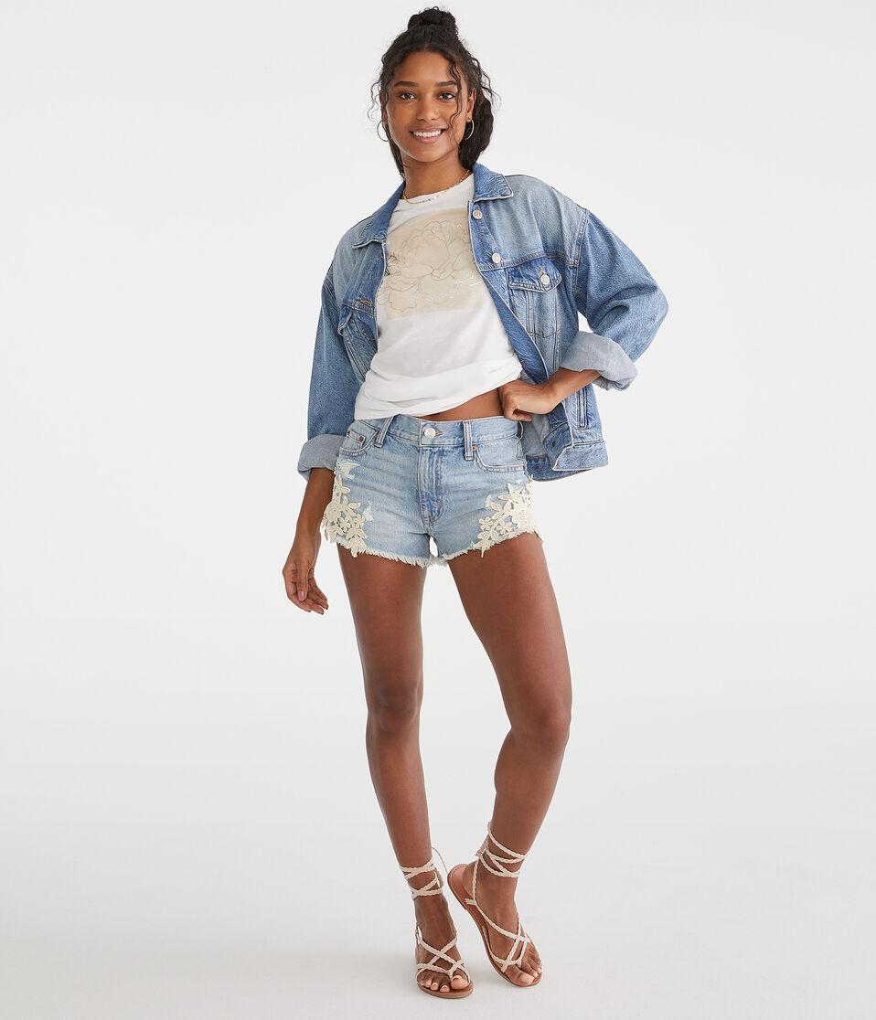 Aéropostale Vintage High-Rise Denim Shorty Shorts Medium Wash